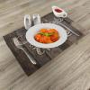 Ambesonne Modern Place Mats Set of 4, Coffee Time Phrase with a Cup on a Wooden Grunge Background Kitchen Image, Washable Fabric Placemats for Dining Table, Standard Size, Umber Cocoa