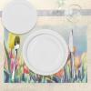 Ambesonne Pastel Place Mats Set of 4, Tulips Flower Bed in Park Serene Landscape Happiness Fresh Spring Environment Image, Washable Fabric Placemats for Dining Table, Standard Size, Bluegrey Yellow