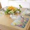 Ambesonne Pastel Place Mats Set of 4, Tulips Flower Bed in Park Serene Landscape Happiness Fresh Spring Environment Image, Washable Fabric Placemats for Dining Table, Standard Size, Bluegrey Yellow