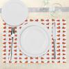 Ambesonne Romantic Place Mats Set of 4, Heart Pattern Lovers Valentines Day Honeymoon Girls Doodle Design, Washable Fabric Placemats for Dining Table, Standard Size, Orange White