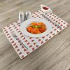 Ambesonne Romantic Place Mats Set of 4, Heart Pattern Lovers Valentines Day Honeymoon Girls Doodle Design, Washable Fabric Placemats for Dining Table, Standard Size, Orange White