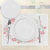 Ambesonne Valentines Day Place Mats Set of 4, Floral Flowers Buds Roses Tulips Circled Frame Valentine Hearts, Washable Fabric Placemats for Dining Table, Standard Size, White and Black