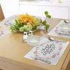 Ambesonne Valentines Day Place Mats Set of 4, Floral Flowers Buds Roses Tulips Circled Frame Valentine Hearts, Washable Fabric Placemats for Dining Table, Standard Size, White and Black