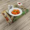 Ambesonne Venice Place Mats Set of 4, Vintage Art Painting Style Historic Venetian Landscape Print, Washable Fabric Placemats for Dining Table, Standard Size, Green Red