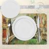 Ambesonne Venice Place Mats Set of 4, Vintage Art Painting Style Historic Venetian Landscape Print, Washable Fabric Placemats for Dining Table, Standard Size, Green Red