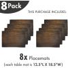 Ambesonne Wooden Print Place Mats Set of 8, Old Vintage Antique Timber Oak Background Rustic Floor Artisan Photo, Washable Fabric Placemats for Dining Table, Placemat 8 pcs, Chestnut Brown