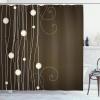 Ambesonne Chocolate Shower Curtain, Abstract Flowers with Dotted Lines Vintage Inspirations in Romantic Composition, Cloth Fabric Bathroom Decor Set with Hooks, 69″ W x 70″ L, Beige Brown