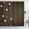 Ambesonne Chocolate Shower Curtain, Abstract Flowers with Dotted Lines Vintage Inspirations in Romantic Composition, Cloth Fabric Bathroom Decor Set with Hooks, 69″ W x 84″ L, Beige Brown