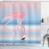 Ambesonne Flamingo Shower Curtain, Illustration of Royal Animal in The Lake Soft Pale Romantic Colors Art Work, Cloth Fabric Bathroom Decor Set with Hooks, 69″ W x 70″ L, Pink Blue