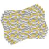 Ambesonne Grey and Yellow Place Mats Set of 4, Geometric Vintage 60s Home Pattern Inspired Herringbone Zig Zag Lines, Washable Fabric Placemats for Dining Table, Standard Size, Yellow Grey