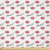 Ambesonne Kiss Fabric by The Yard, Red Woman Lips Kiss Marks Pattern Romance Feminine Graphic Valentines Day, Stretch Knit Fabric for Clothing Sewing and Arts Crafts, 2 Yards, Vermilion White