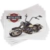 Ambesonne Motorcycle Place Mats Set of 4, Chopper Customized Club Insignia Bikes Hippie Classic Retro Themed Print, Washable Fabric Placemats for Dining Table, Standard Size, Black Beige