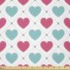 Ambesonne Valentine’s Day Fabric by The Yard, Hearts Arranged into Diagonal Squares, Stretch Knit Fabric for Clothing Sewing and Arts Crafts, 3 Yards, Seafoam Dark Coral(Seafoam Dark Coral)