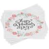 Ambesonne Valentines Day Place Mats Set of 4, Floral Flowers Buds Roses Tulips Circled Frame Valentine Hearts, Washable Fabric Placemats for Dining Table, Standard Size, White and Black