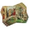 Ambesonne Venice Place Mats Set of 4, Vintage Art Painting Style Historic Venetian Landscape Print, Washable Fabric Placemats for Dining Table, Standard Size, Green Red