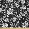 Ambesonne White Fabric by The Yard, Romantic Vintage Inspired Roses on Swirling Stems Monochromatic Valentine’s Day, Stretch Knit Fabric for Clothing Sewing and Arts Crafts, 1 Yard, Black and White(Black and White)