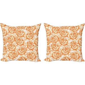 Ambesonne Burnt Orange Decorative Throw Pillow Case Pack of 2, Romantic Rose Bouquet in Warm Tones Valentine’s Day Love Flowers, Couch Bedroom Living Room Cushion Cover, 18″, Burnt Orange Pale Orange(16″ x 16″ (Pack of 2))