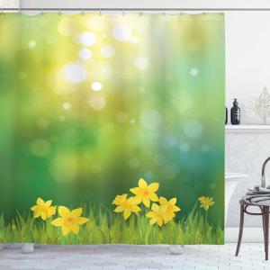Ambesonne Fantasy Shower Curtain, Hot Air Balloons in The Clouds Dream Journey to Secret Paradise Romantic Design, Cloth Fabric Bathroom Decor Set with Hooks, 69″ W x 75″ L, Purple White(Mustard Green)