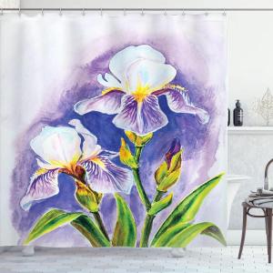 Ambesonne Fantasy Shower Curtain, Hot Air Balloons in The Clouds Dream Journey to Secret Paradise Romantic Design, Cloth Fabric Bathroom Decor Set with Hooks, 69″ W x 75″ L, Purple White(Violet Green)