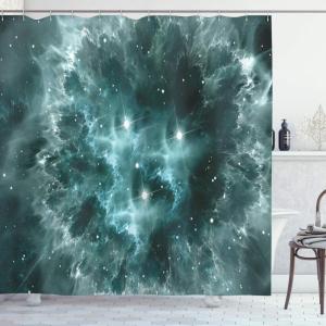 Ambesonne Fantasy Shower Curtain, Hot Air Balloons in The Clouds Dream Journey to Secret Paradise Romantic Design, Cloth Fabric Bathroom Decor Set with Hooks, 69″ W x 75″ L, Purple White(Teal)