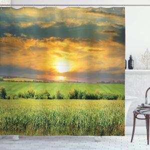 Ambesonne Fantasy Shower Curtain, Hot Air Balloons in The Clouds Dream Journey to Secret Paradise Romantic Design, Cloth Fabric Bathroom Decor Set with Hooks, 69″ W x 75″ L, Purple White(Blue Green)