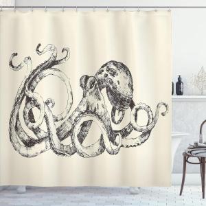 Ambesonne Fantasy Shower Curtain, Hot Air Balloons in The Clouds Dream Journey to Secret Paradise Romantic Design, Cloth Fabric Bathroom Decor Set with Hooks, 69″ W x 75″ L, Purple White(Brown Cream)