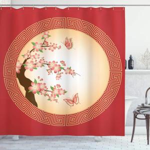Ambesonne Fantasy Shower Curtain, Hot Air Balloons in The Clouds Dream Journey to Secret Paradise Romantic Design, Cloth Fabric Bathroom Decor Set with Hooks, 69″ W x 75″ L, Purple White(Coral Peach)