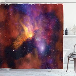 Ambesonne Fantasy Shower Curtain, Hot Air Balloons in The Clouds Dream Journey to Secret Paradise Romantic Design, Cloth Fabric Bathroom Decor Set with Hooks, 69″ W x 75″ L, Purple White(Purple Red Orange)