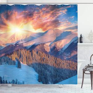 Ambesonne Fantasy Shower Curtain, Hot Air Balloons in The Clouds Dream Journey to Secret Paradise Romantic Design, Cloth Fabric Bathroom Decor Set with Hooks, 69″ W x 75″ L, Purple White(Yellow White)