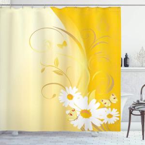 Ambesonne Fantasy Shower Curtain, Hot Air Balloons in The Clouds Dream Journey to Secret Paradise Romantic Design, Cloth Fabric Bathroom Decor Set with Hooks, 69″ W x 75″ L, Purple White(Yellow Cream)
