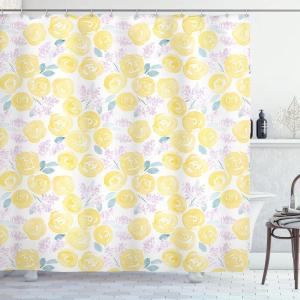 Ambesonne Fantasy Shower Curtain, Hot Air Balloons in The Clouds Dream Journey to Secret Paradise Romantic Design, Cloth Fabric Bathroom Decor Set with Hooks, 69″ W x 75″ L, Purple White(Yellow Lilac)