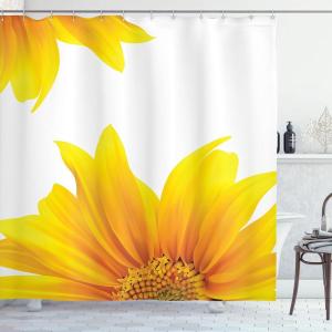 Ambesonne Fantasy Shower Curtain, Hot Air Balloons in The Clouds Dream Journey to Secret Paradise Romantic Design, Cloth Fabric Bathroom Decor Set with Hooks, 69″ W x 75″ L, Purple White(Yellow Ivory)