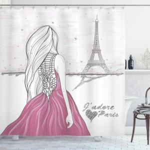 Ambesonne Fantasy Shower Curtain, Hot Air Balloons in The Clouds Dream Journey to Secret Paradise Romantic Design, Cloth Fabric Bathroom Decor Set with Hooks, 69″ W x 75″ L, Purple White(White Pink)
