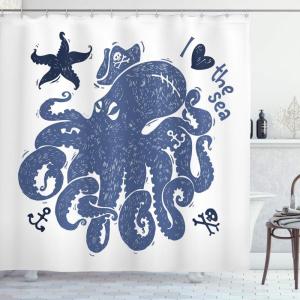 Ambesonne Fantasy Shower Curtain, Hot Air Balloons in The Clouds Dream Journey to Secret Paradise Romantic Design, Cloth Fabric Bathroom Decor Set with Hooks, 69″ W x 75″ L, Purple White(White Blue)