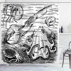 Ambesonne Fantasy Shower Curtain, Hot Air Balloons in The Clouds Dream Journey to Secret Paradise Romantic Design, Cloth Fabric Bathroom Decor Set with Hooks, 69″ W x 75″ L, Purple White(Black White)