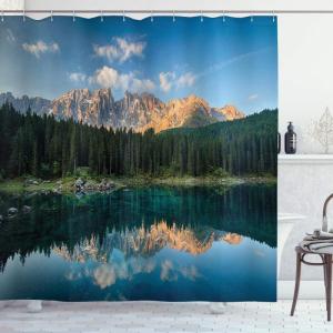 Ambesonne Fantasy Shower Curtain, Hot Air Balloons in The Clouds Dream Journey to Secret Paradise Romantic Design, Cloth Fabric Bathroom Decor Set with Hooks, 69″ W x 75″ L, Purple White(Green Teal)