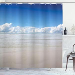Ambesonne Fantasy Shower Curtain, Hot Air Balloons in The Clouds Dream Journey to Secret Paradise Romantic Design, Cloth Fabric Bathroom Decor Set with Hooks, 69″ W x 75″ L, Purple White(Blue White Cream)