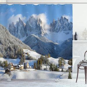 Ambesonne Fantasy Shower Curtain, Hot Air Balloons in The Clouds Dream Journey to Secret Paradise Romantic Design, Cloth Fabric Bathroom Decor Set with Hooks, 69″ W x 75″ L, Purple White(White Green)