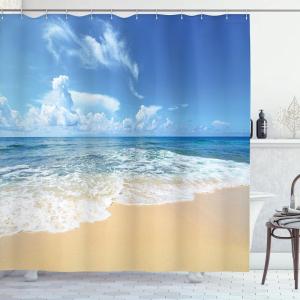 Ambesonne Fantasy Shower Curtain, Hot Air Balloons in The Clouds Dream Journey to Secret Paradise Romantic Design, Cloth Fabric Bathroom Decor Set with Hooks, 69″ W x 75″ L, Purple White(Cream Blue)