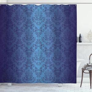 Ambesonne Fantasy Shower Curtain, Hot Air Balloons in The Clouds Dream Journey to Secret Paradise Romantic Design, Cloth Fabric Bathroom Decor Set with Hooks, 69″ W x 75″ L, Purple White(Dark Blue)