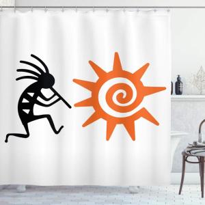 Ambesonne Fantasy Shower Curtain, Hot Air Balloons in The Clouds Dream Journey to Secret Paradise Romantic Design, Cloth Fabric Bathroom Decor Set with Hooks, 69″ W x 75″ L, Purple White(Orange Black)