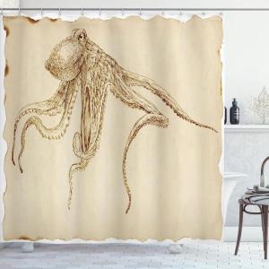 Ambesonne Fantasy Shower Curtain, Hot Air Balloons in The Clouds Dream Journey to Secret Paradise Romantic Design, Cloth Fabric Bathroom Decor Set with Hooks, 69″ W x 75″ L, Purple White(Ecru Brown)