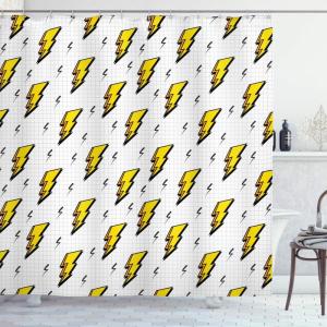 Ambesonne Fantasy Shower Curtain, Hot Air Balloons in The Clouds Dream Journey to Secret Paradise Romantic Design, Cloth Fabric Bathroom Decor Set with Hooks, 69″ W x 75″ L, Purple White(Black Yellow)
