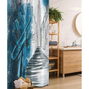 Ambesonne Fantasy Shower Curtain, Hot Air Balloons in The Clouds Dream Journey to Secret Paradise Romantic Design, Cloth Fabric Bathroom Decor Set with Hooks, 69″ W x 75″ L, Purple White(Blue White)