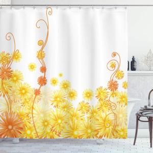 Ambesonne Fantasy Shower Curtain, Hot Air Balloons in The Clouds Dream Journey to Secret Paradise Romantic Design, Cloth Fabric Bathroom Decor Set with Hooks, 69″ W x 75″ L, Purple White(Yellow Brown)