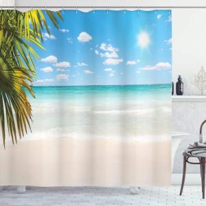 Ambesonne Fantasy Shower Curtain, Hot Air Balloons in The Clouds Dream Journey to Secret Paradise Romantic Design, Cloth Fabric Bathroom Decor Set with Hooks, 69″ W x 75″ L, Purple White(Turquoise Cream)