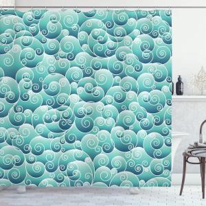 Ambesonne Fantasy Shower Curtain, Hot Air Balloons in The Clouds Dream Journey to Secret Paradise Romantic Design, Cloth Fabric Bathroom Decor Set with Hooks, 69″ W x 75″ L, Purple White(Turquoise Teal)