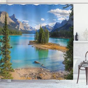 Ambesonne Fantasy Shower Curtain, Hot Air Balloons in The Clouds Dream Journey to Secret Paradise Romantic Design, Cloth Fabric Bathroom Decor Set with Hooks, 69″ W x 75″ L, Purple White(Green Azure)