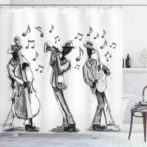 Ambesonne Fantasy Shower Curtain, Hot Air Balloons in The Clouds Dream Journey to Secret Paradise Romantic Design, Cloth Fabric Bathroom Decor Set with Hooks, 69″ W x 75″ L, Purple White(White Charcoal)