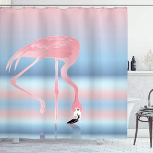 Ambesonne Flamingo Shower Curtain, Illustration of Royal Animal in The Lake Soft Pale Romantic Colors Art Work, Cloth Fabric Bathroom Decor Set with Hooks, 69″ W x 70″ L, Pink Blue